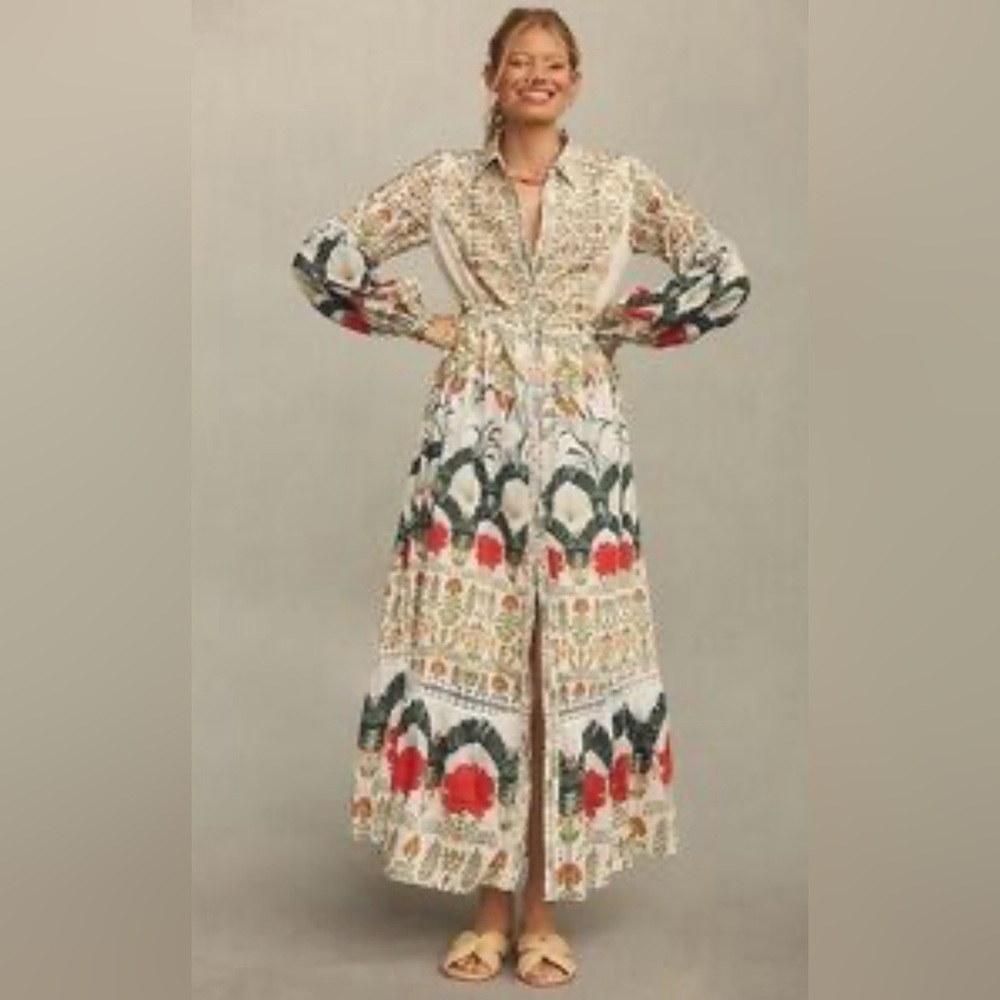 Anthropologie Button Down Maxi Shirt Dress